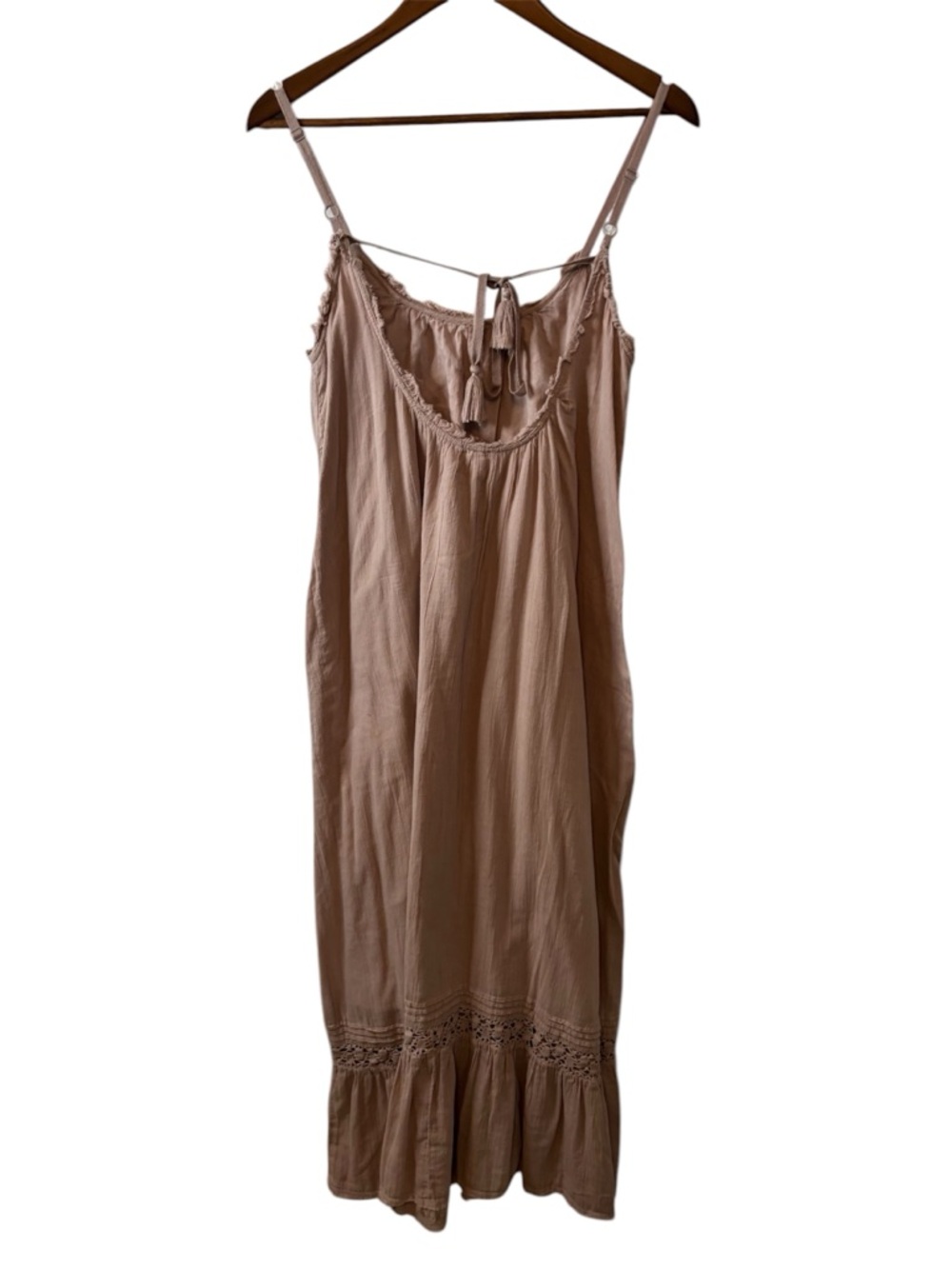 Aerie Dusty Rose CrochetTrim Maxi Dress Size XS 100% Cotton - Picture 5 of 10